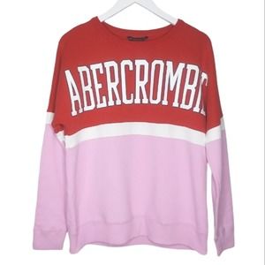 Abercrombie & Fitch Oversized Varsity Sweatshirt Y2K Varsity Preppy Pullover XS